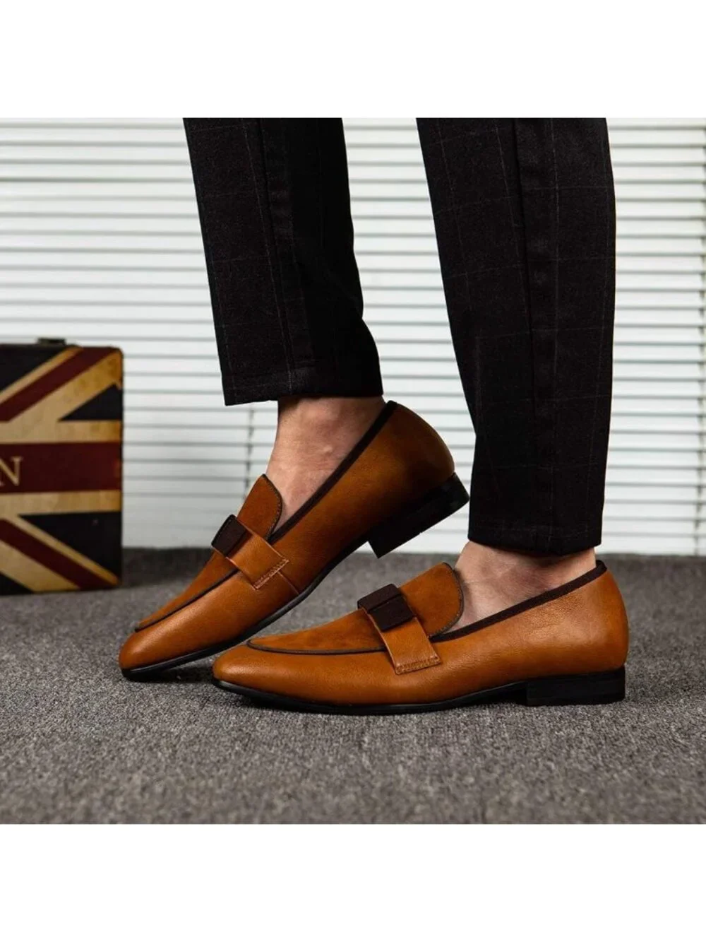 Men's Brown Moc Toe Bit Loafers Slip On Dress Shoes Classic Party Fashion